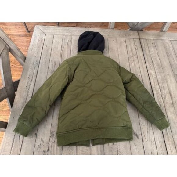 Appaman Boys Size 7 Coat Jacket Full Zip Long Sleeve Hooded Puffer Black Green - Picture 4 of 4